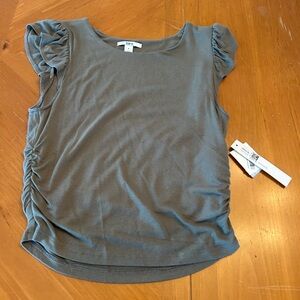 Bar III small army green ruffle shirt - NWT!